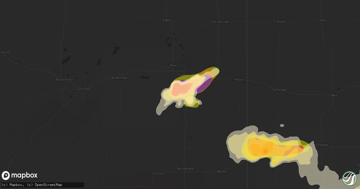 Hail map in Lamar, CO on May 24, 2015