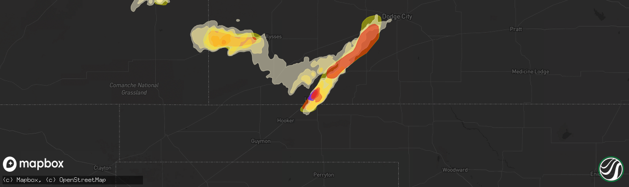 Hail map in Liberal, KS on May 24, 2015