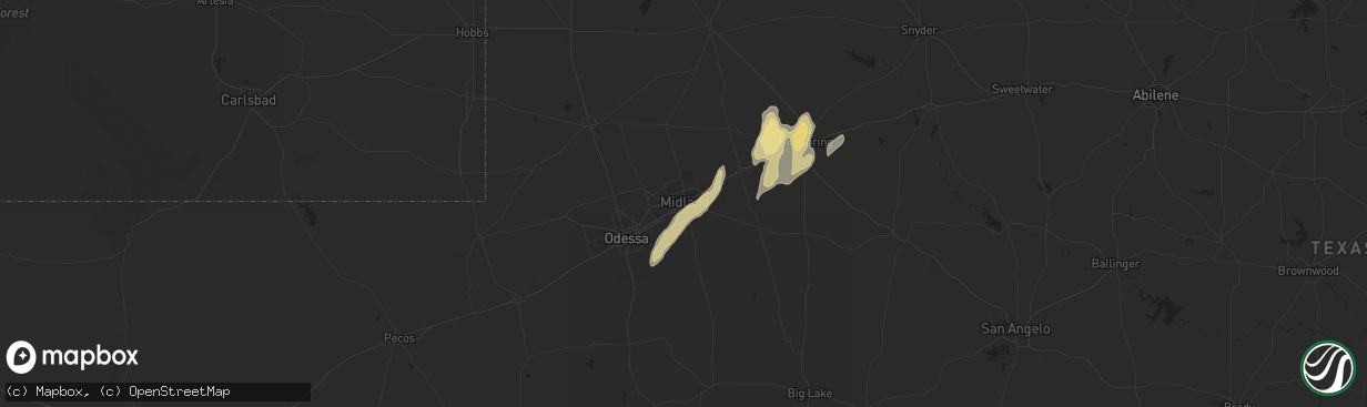 Hail map in Midland, TX on May 24, 2015