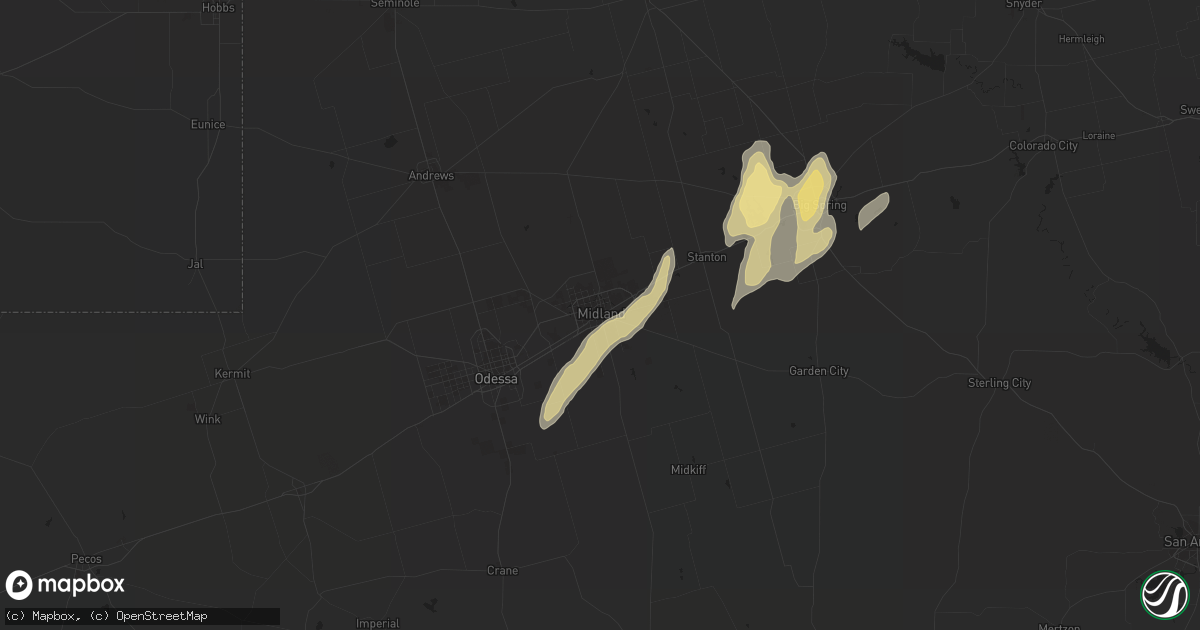 Hail map in Midland, TX on May 24, 2015