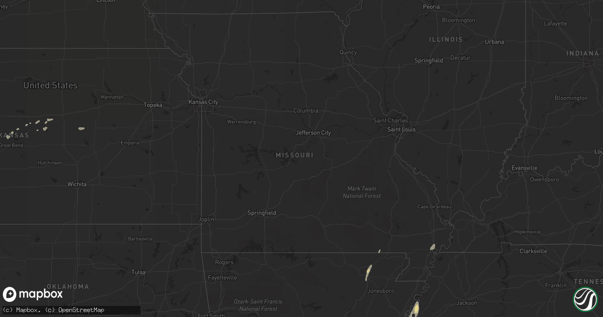 Hail map in Missouri on May 24, 2015