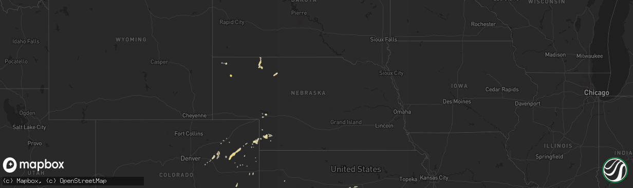 Hail map in Nebraska on May 24, 2015