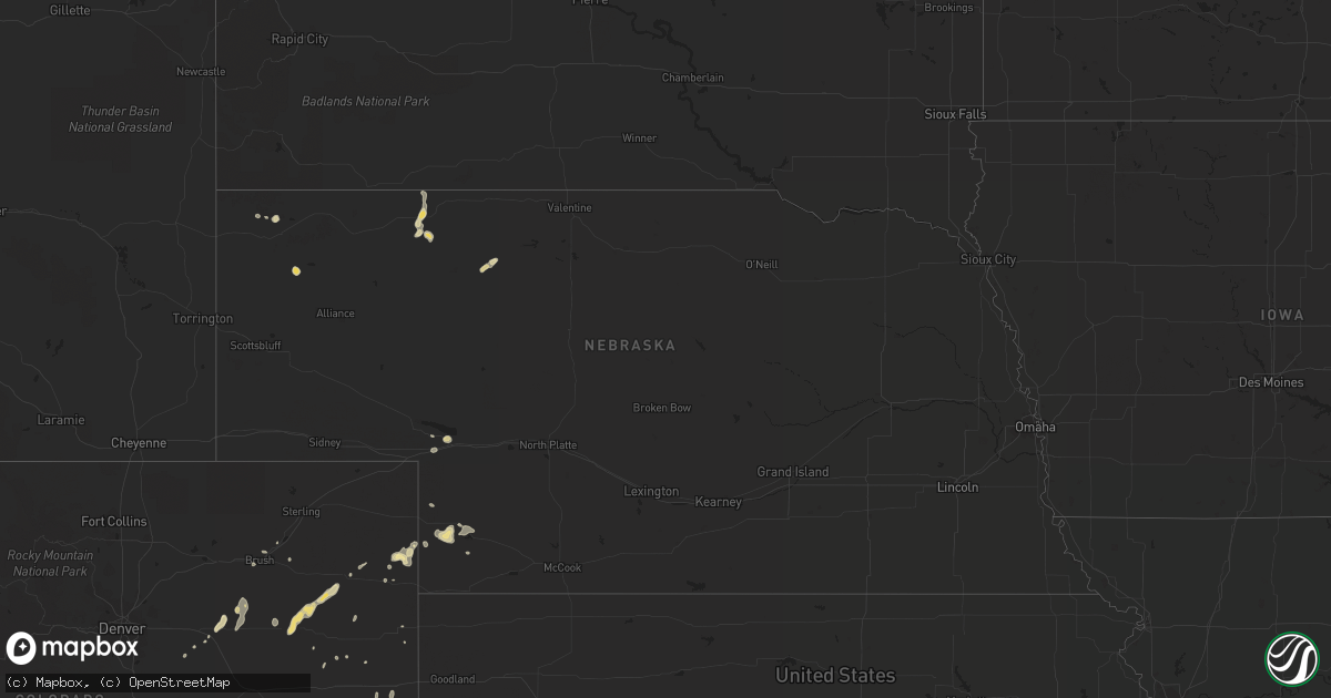 Hail map in Nebraska on May 24, 2015
