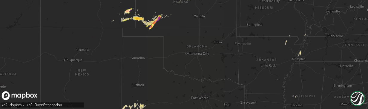 Hail map in Oklahoma on May 24, 2015