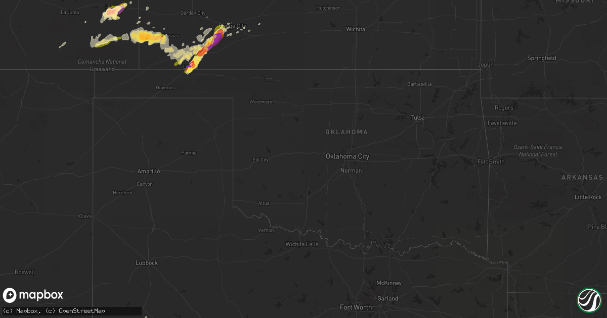 Hail map in Oklahoma on May 24, 2015