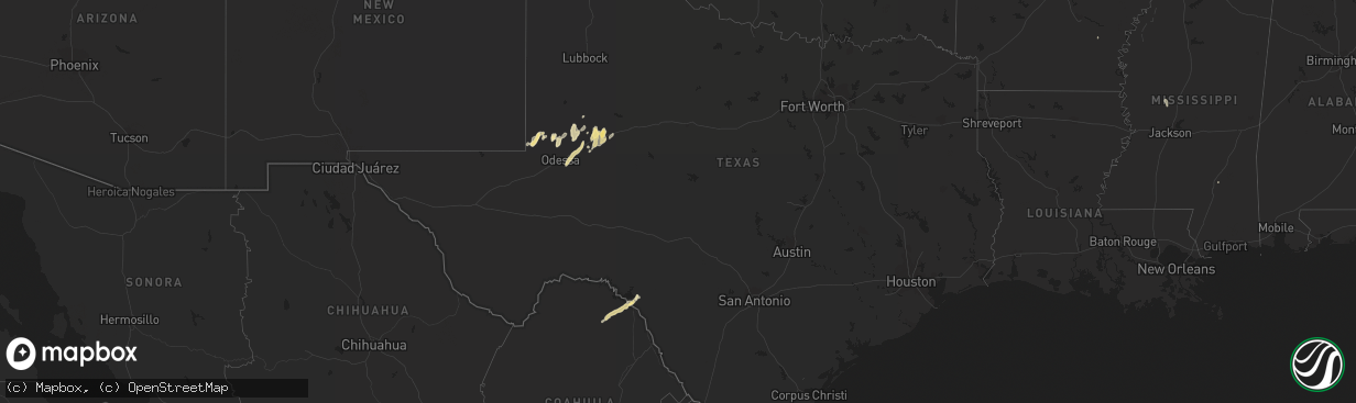 Hail map in Texas on May 24, 2015