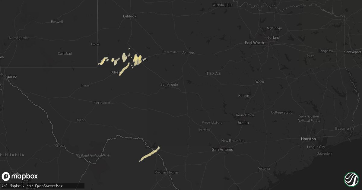 Hail map in Texas on May 24, 2015