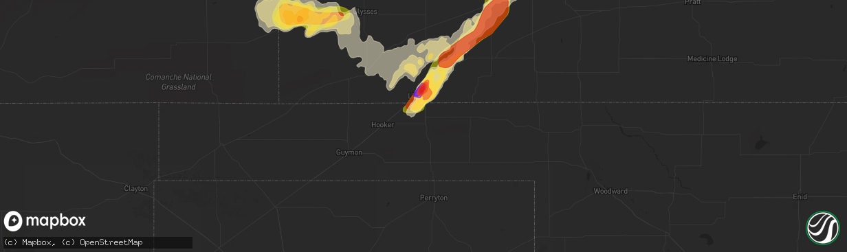 Hail map in Turpin, OK on May 24, 2015