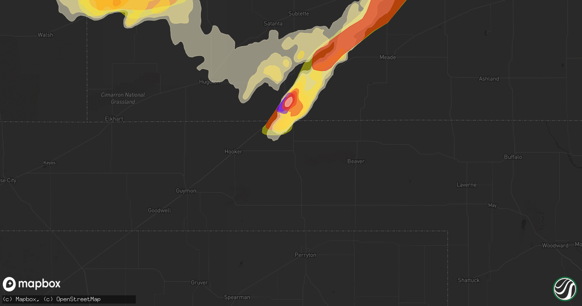 Hail map in Turpin, OK on May 24, 2015