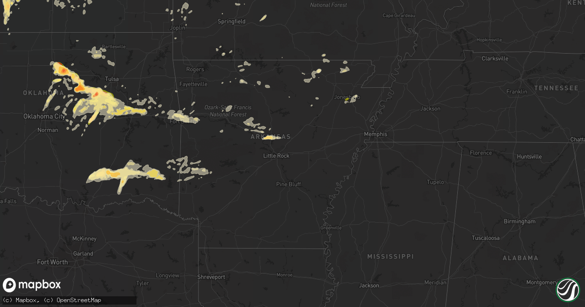 Hail map in Arkansas on May 24, 2016