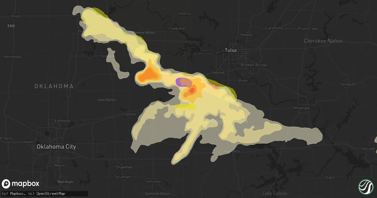 Hail map in Bristow, OK on May 24, 2016