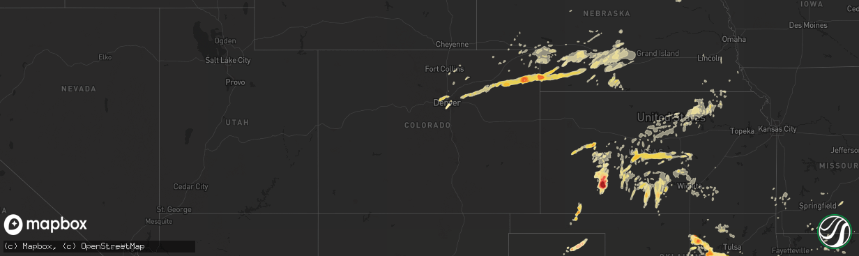 Hail map in Colorado on May 24, 2016