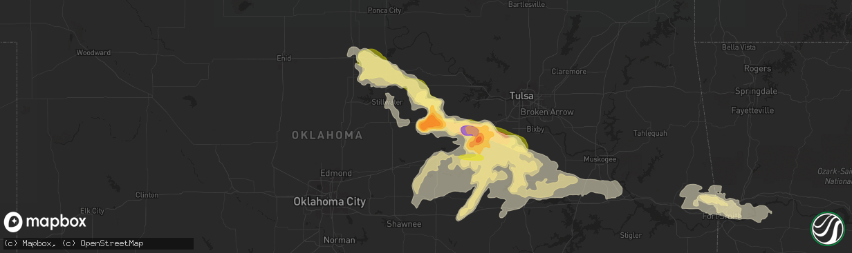 Hail map in Cushing, OK on May 24, 2016