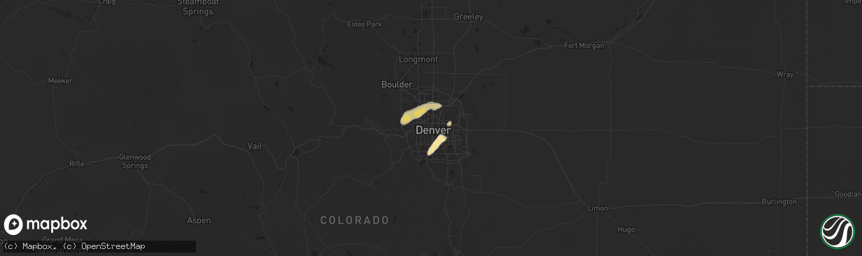 Hail map in Denver, CO on May 24, 2016