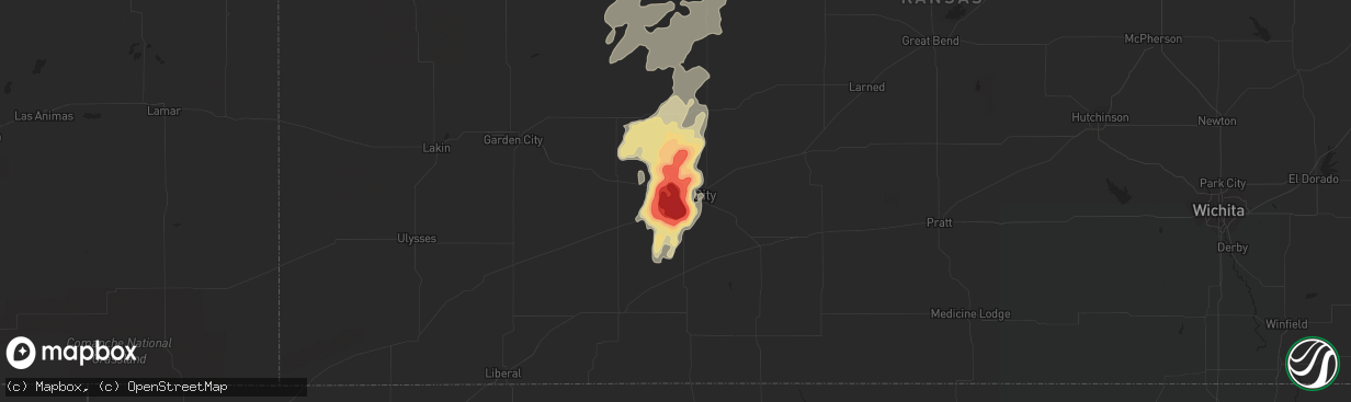 Hail map in Dodge City, KS on May 24, 2016