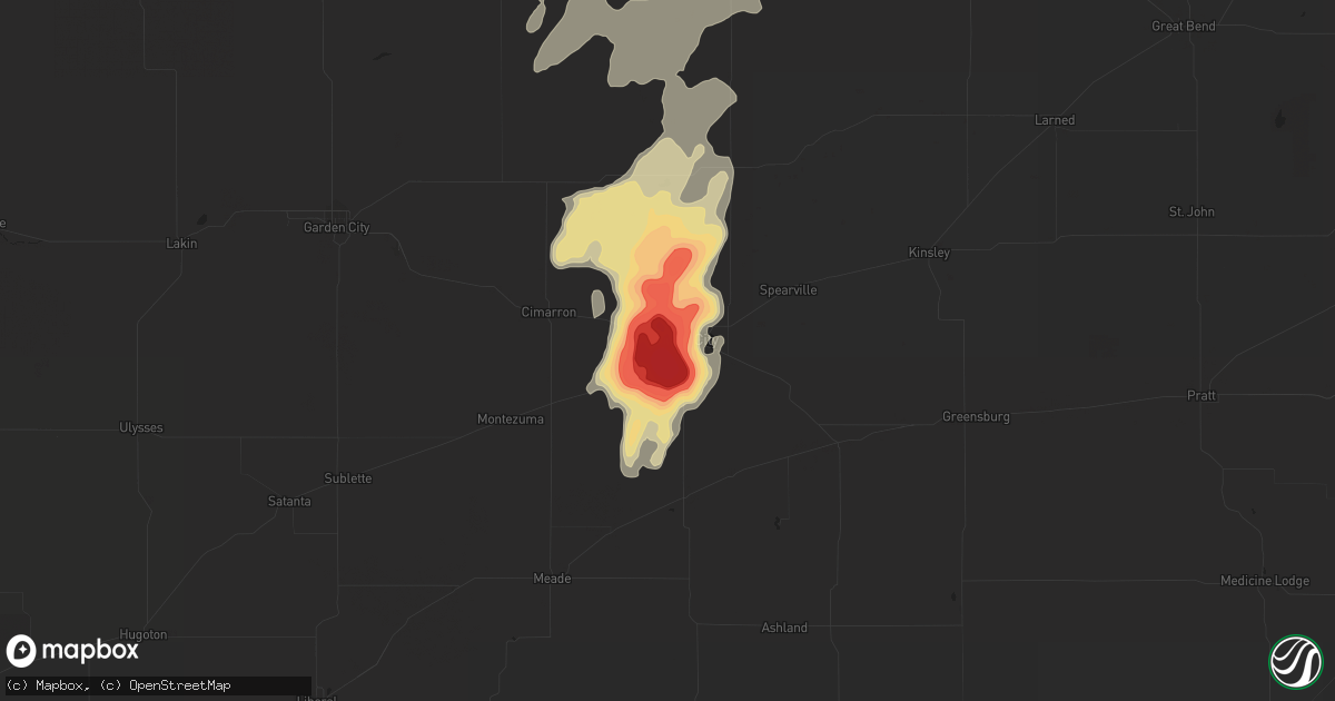 Hail map in Dodge City, KS on May 24, 2016