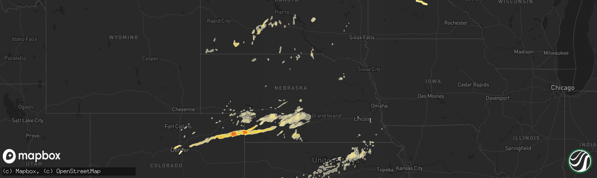 Hail map in Nebraska on May 24, 2016