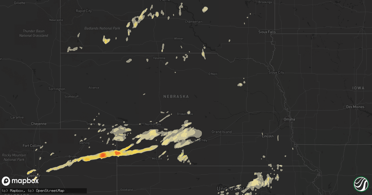Hail map in Nebraska on May 24, 2016