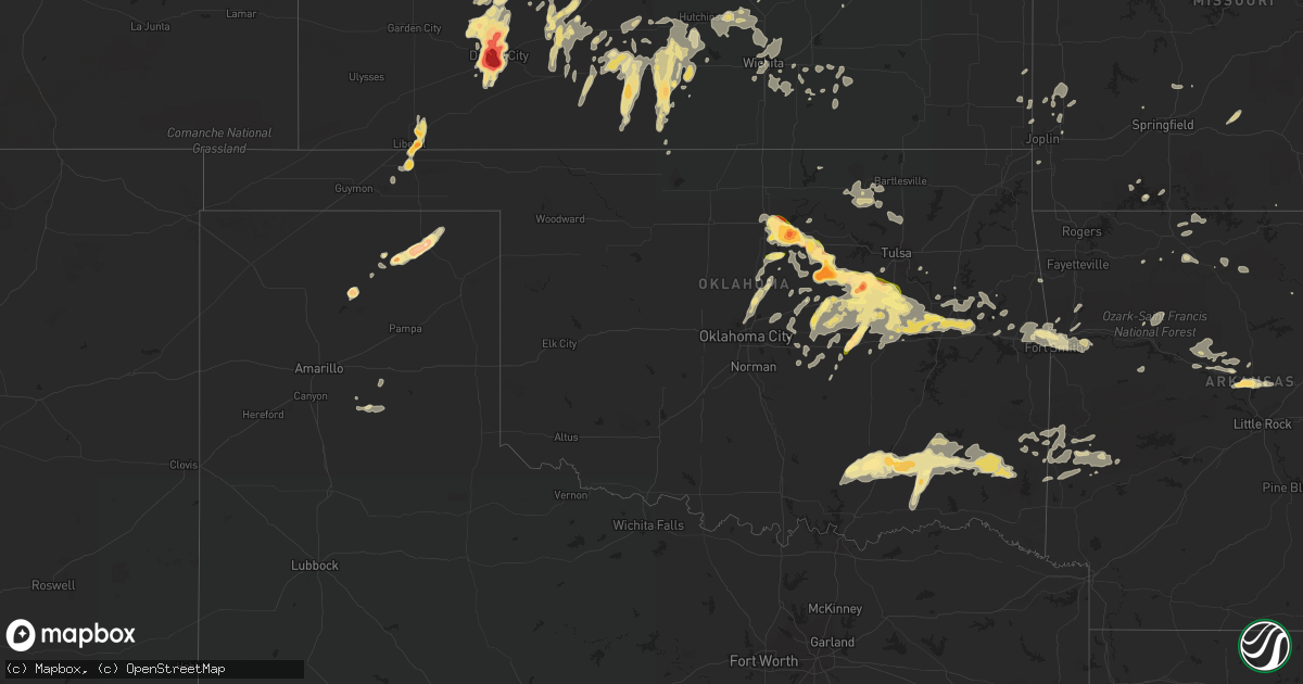 Hail map in Oklahoma on May 24, 2016