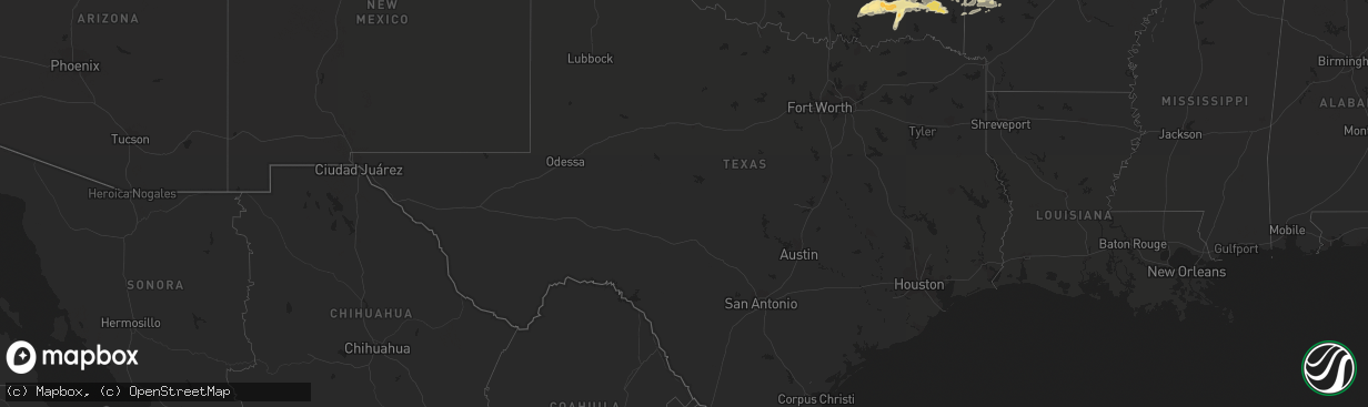 Hail map in Texas on May 24, 2016