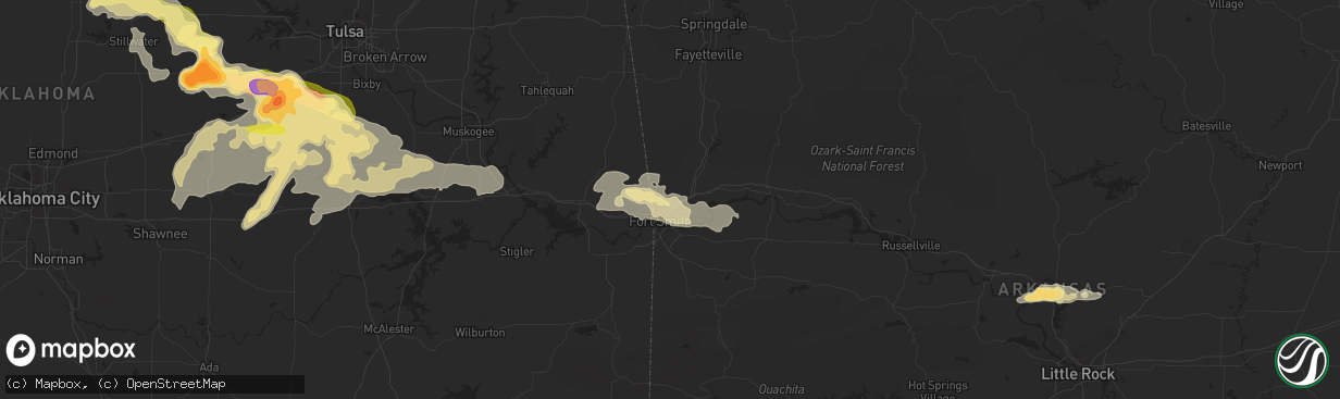 Hail map in Van Buren, AR on May 24, 2016