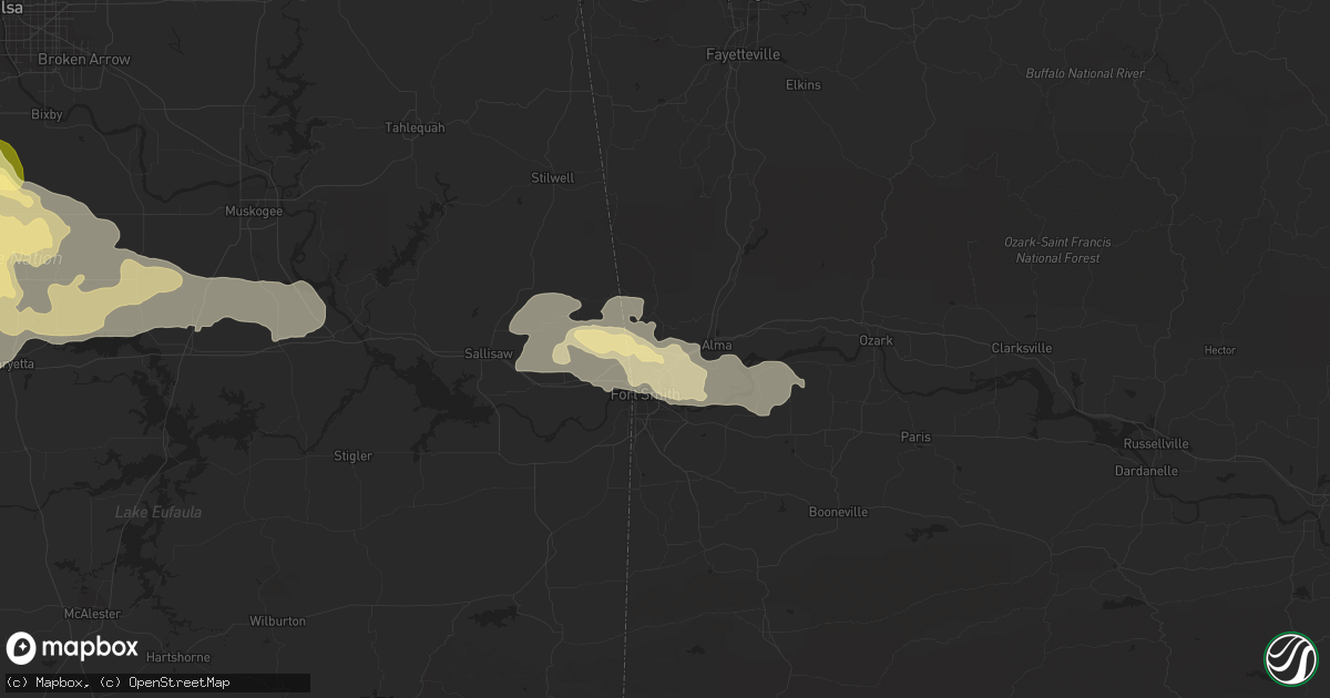 Hail map in Van Buren, AR on May 24, 2016