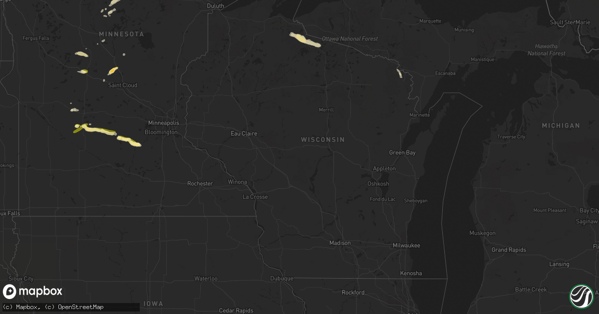 Hail map in Wisconsin on May 24, 2016
