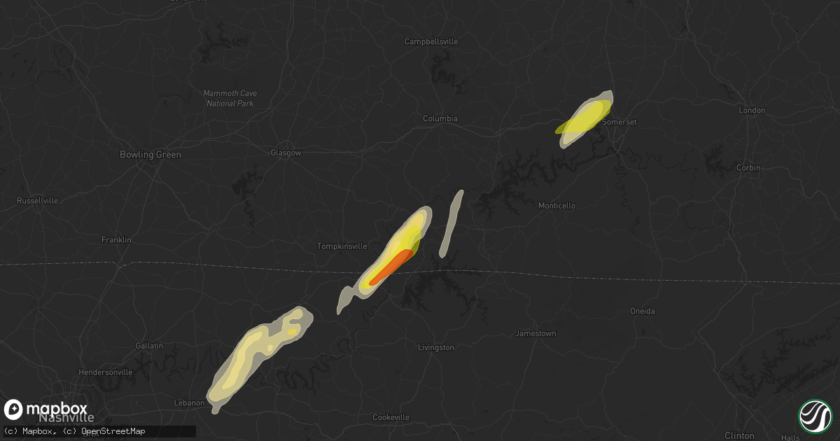 Hail map in Burkesville, KY on May 24, 2017