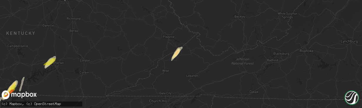 Hail map in Haysi, VA on May 24, 2017