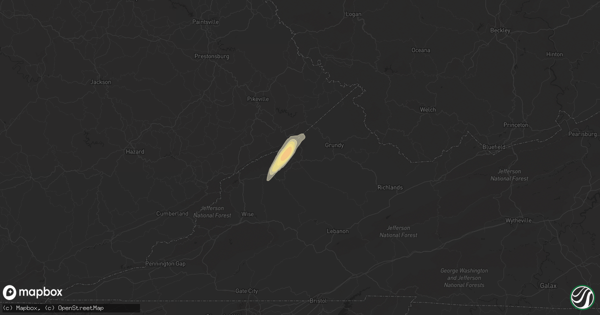 Hail map in Haysi, VA on May 24, 2017