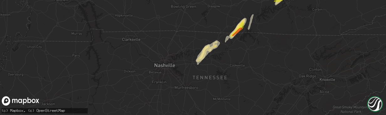 Hail map in Lebanon, TN on May 24, 2017