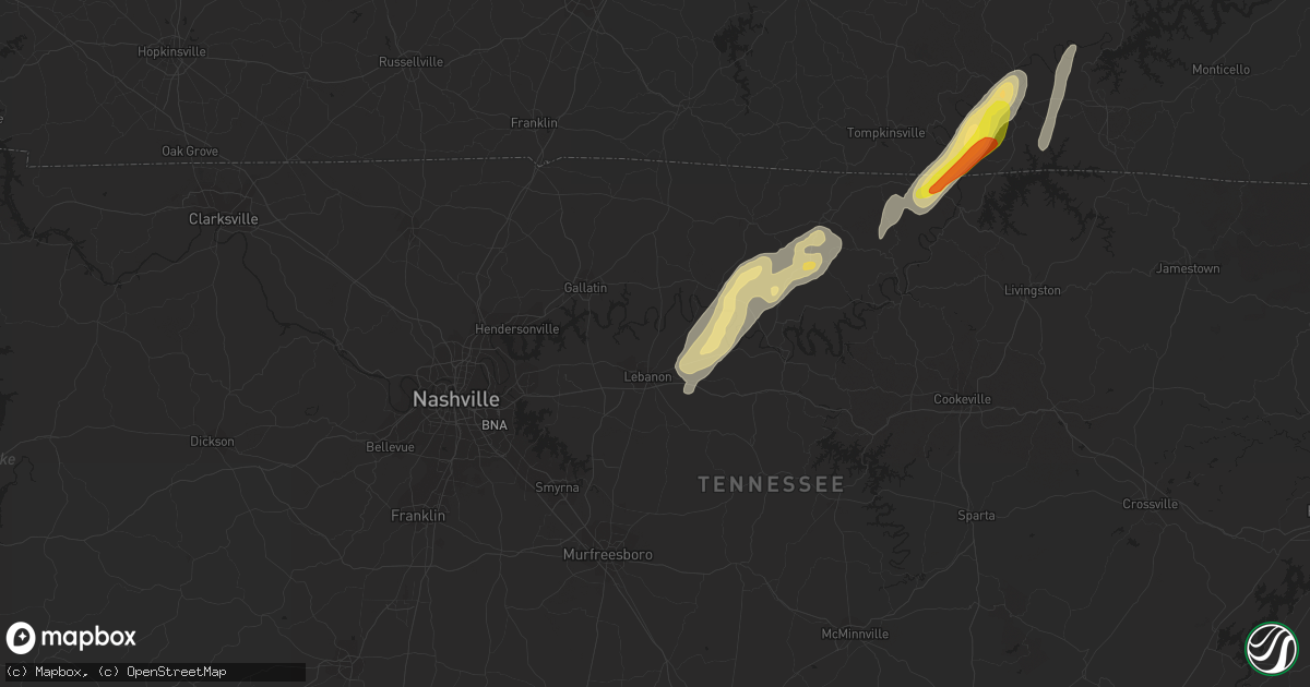 Hail map in Lebanon, TN on May 24, 2017
