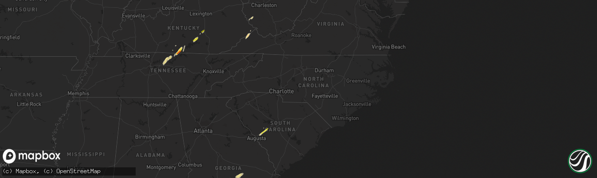 Hail map in North Carolina on May 24, 2017