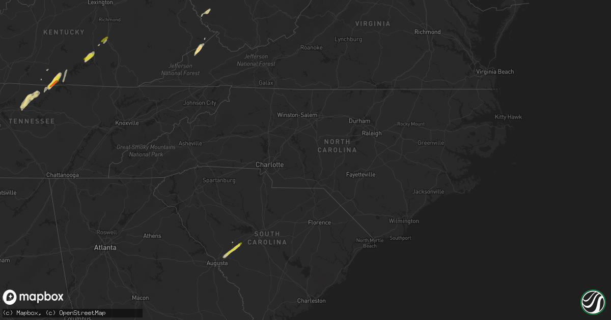 Hail map in North Carolina on May 24, 2017