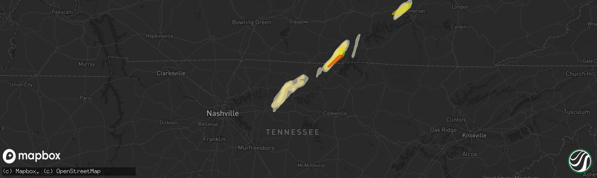 Hail map in Pleasant Shade, TN on May 24, 2017