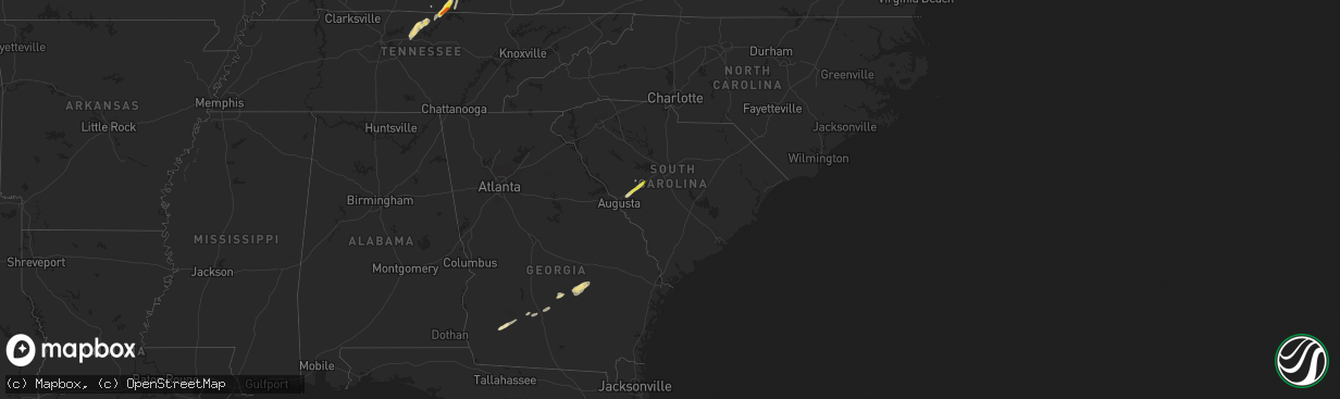 Hail map in South Carolina on May 24, 2017