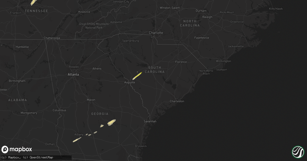 Hail map in South Carolina on May 24, 2017