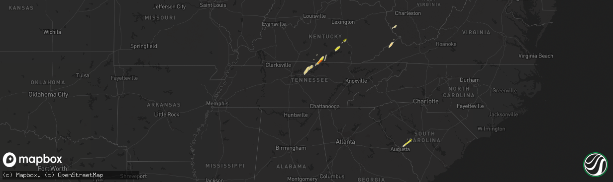 Hail map in Tennessee on May 24, 2017