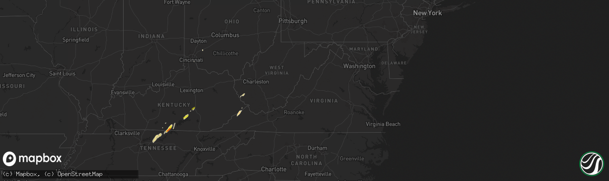 Hail map in Virginia on May 24, 2017