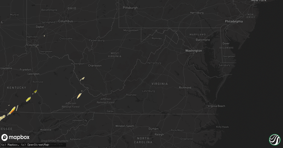 Hail map in Virginia on May 24, 2017