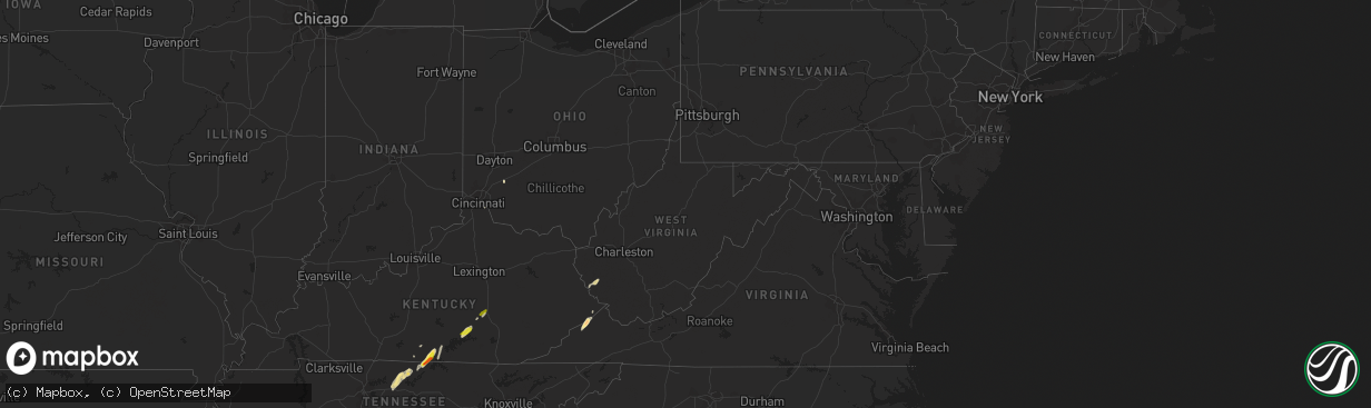 Hail map in West Virginia on May 24, 2017