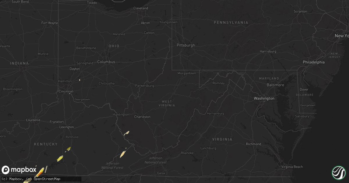 Hail map in West Virginia on May 24, 2017