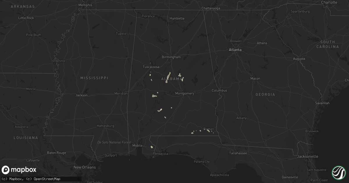 Hail map in Alabama on May 24, 2018