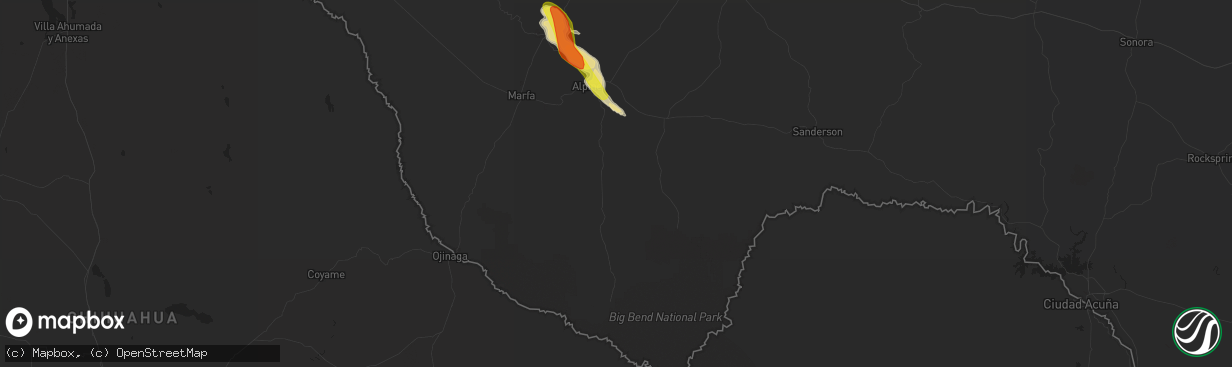 Hail map in Alpine, TX on May 24, 2018