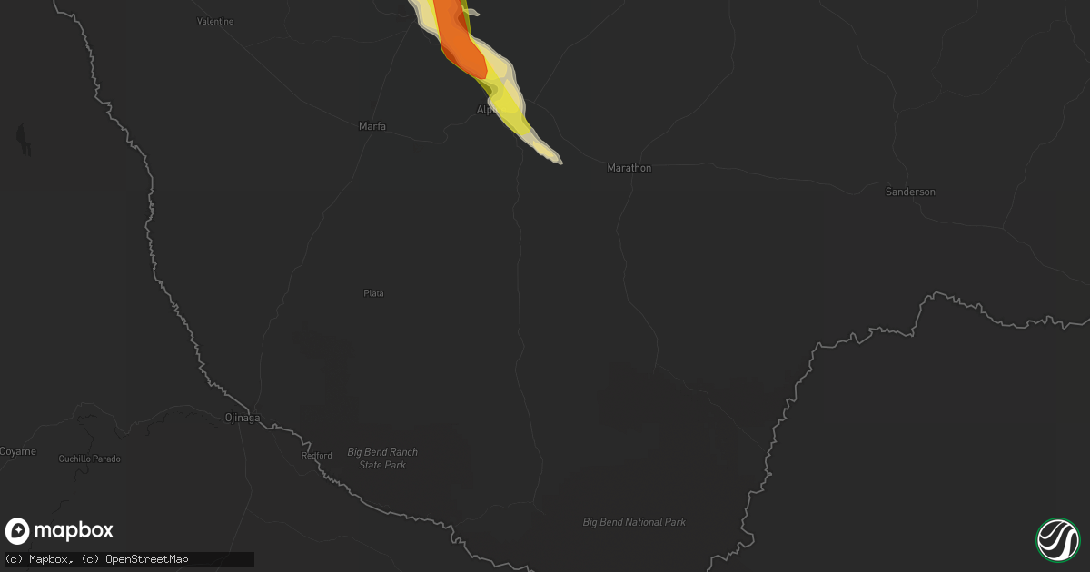 Hail map in Alpine, TX on May 24, 2018