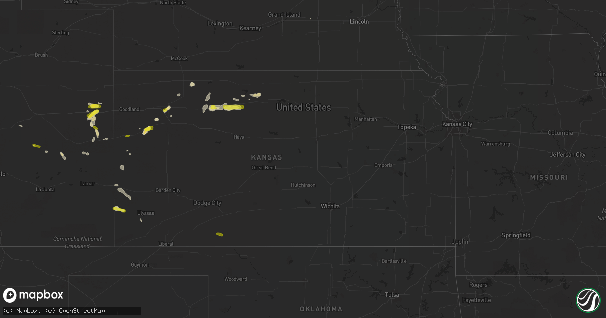 Hail map in Kansas on May 24, 2018