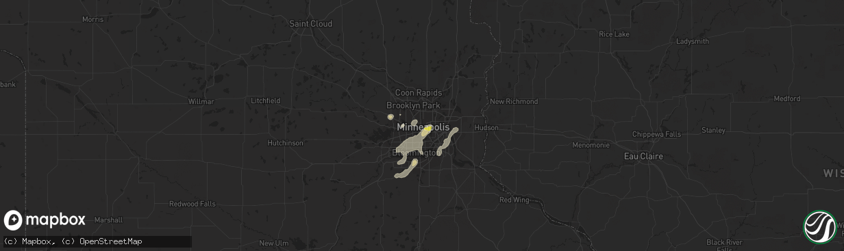 Hail map in Minneapolis, MN on May 24, 2018