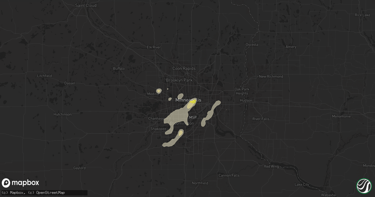 Hail map in Minneapolis, MN on May 24, 2018