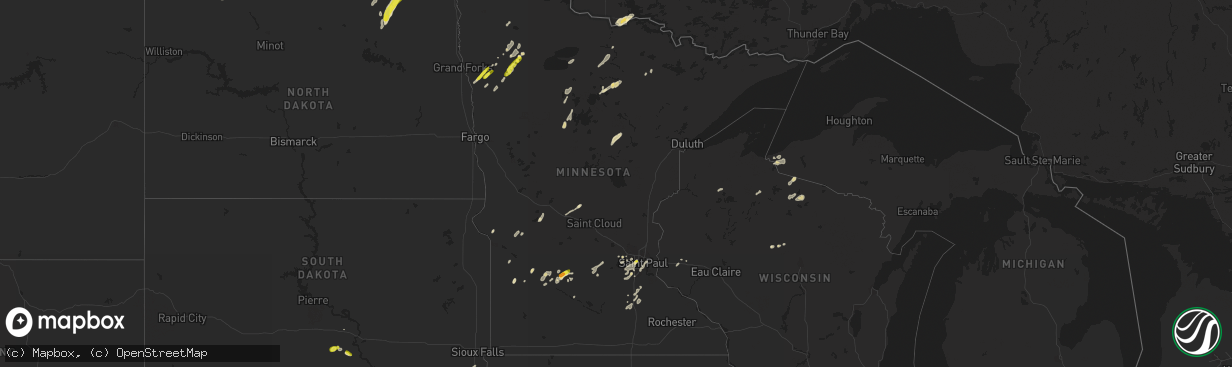 Hail map in Minnesota on May 24, 2018