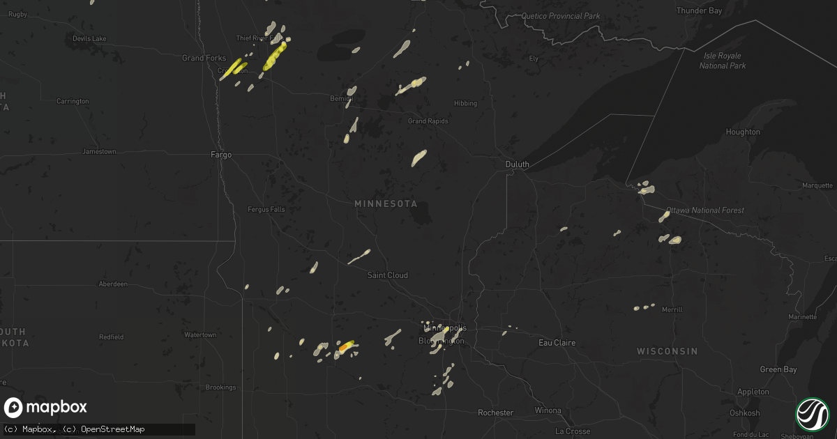 Hail map in Minnesota on May 24, 2018